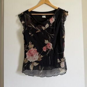 Vintage CDC Y2K Style Floral Asymmetrical Top size 14